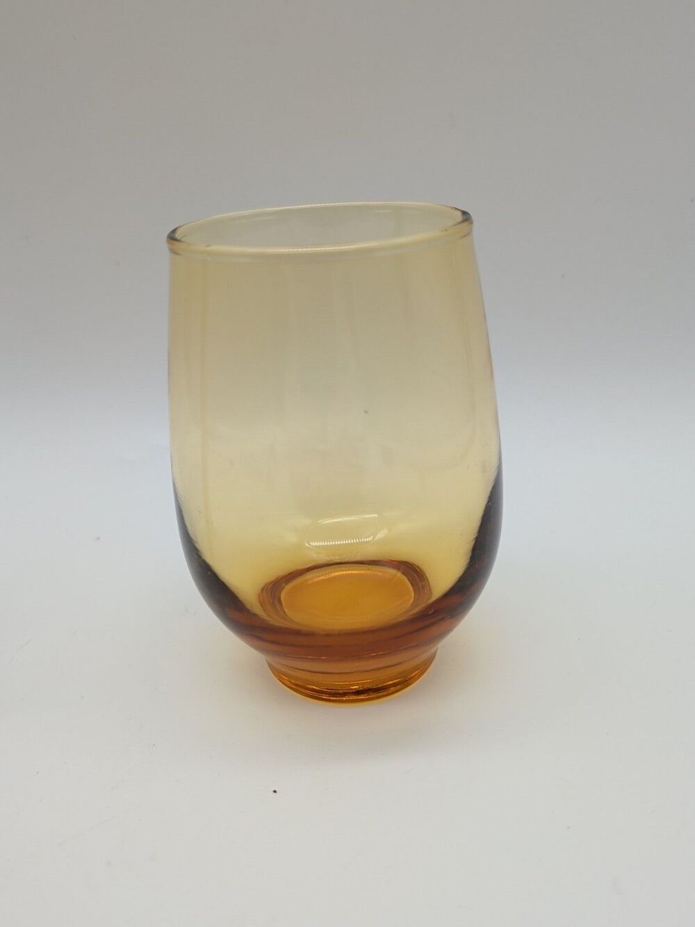 Vintage Replacement Libbey Tempo Amber Roly Poly Drink Juice Glass MCM Single